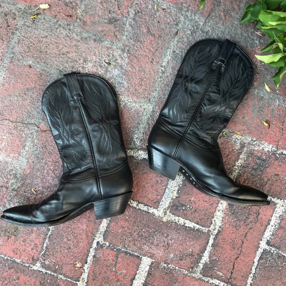 Vintage 90s Black Leather Western Boots by Tony Lama - Size 6M - Picture 3 of 15
